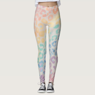 Pastel Rainbow Leopard Print Leggings