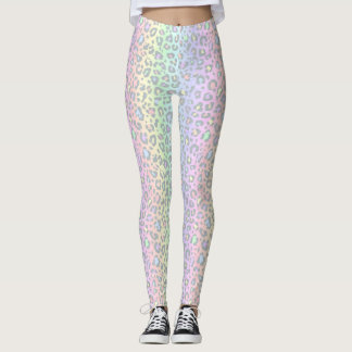 Pastel Rainbow Leopard Print Leggings