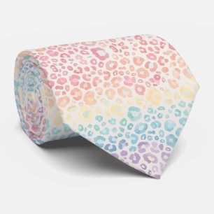 Pastel Rainbow Leopard Print Neck Tie