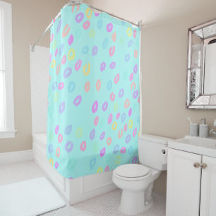 Pastel Rainbow Leopard Print Shower Curtain