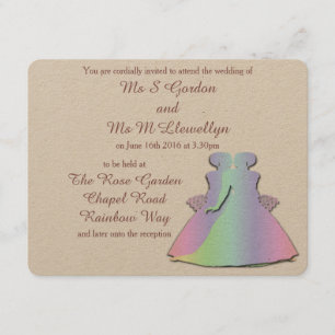 Pastel Rainbow Lesbian Brides' Wedding Invitation