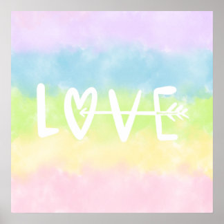 Pastel Rainbow Love Poster