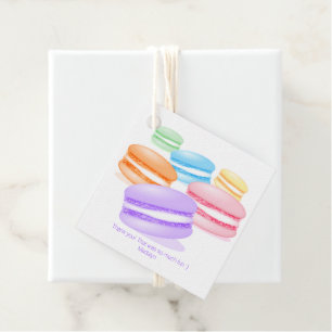 pastel rainbow macarons party thank you favour tags