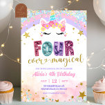 Pastel Rainbow Magical Unicorn 4th Birthday Invitation<br><div class="desc">Pastel Rainbow Magical Unicorn 4th Birthday Invitation,  Fourever Magical Girl Birthday Invite,  Editable Kids Birthday Party</div>