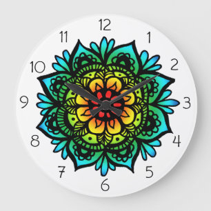 Pastel Rainbow Mandala Wall Clock