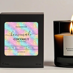 Pastel rainbow marble homemade candle labels