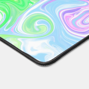 Pastel Rainbow Marble Swirl Abstract Art Desk Mat
