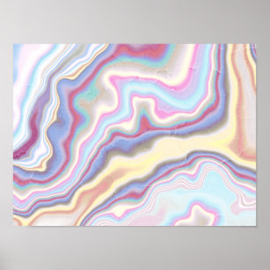 Pastel Rainbow Marble Waves Poster