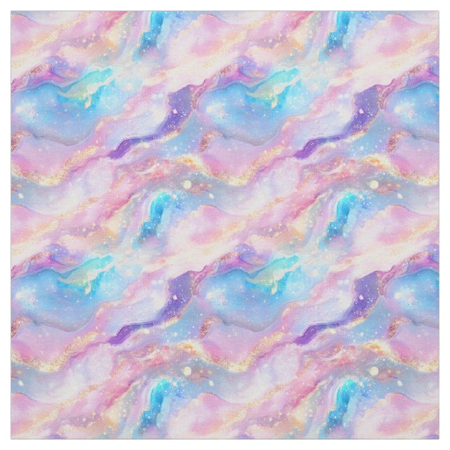 Pastel Rainbow Marble with Gold Glitter Fabric (Swatch)