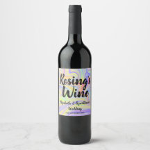 Pastel Rainbow Marbling Wine Label