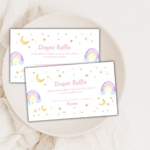 Pastel Rainbow Moon Sky Diaper Raffle Baby Shower Enclosure Card