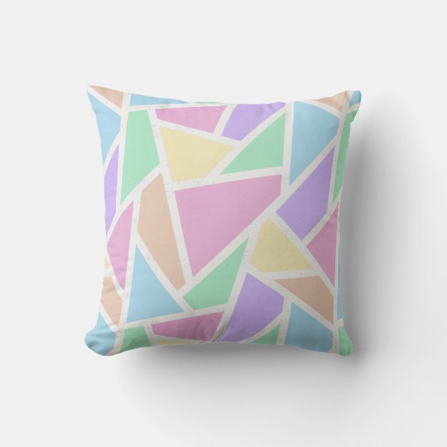 Pastel rainbow mosaic pattern cushion (Front)