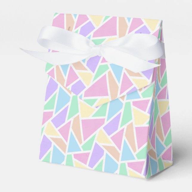 Pastel rainbow mosaic pattern favour box (Front Side)