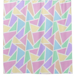 Pastel rainbow mosaic pattern shower curtain
