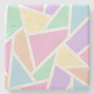 Pastel rainbow mosaic pattern stone coaster