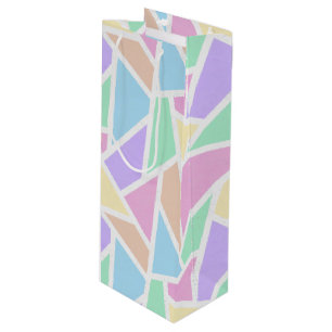 Pastel rainbow mosaic pattern wine gift bag