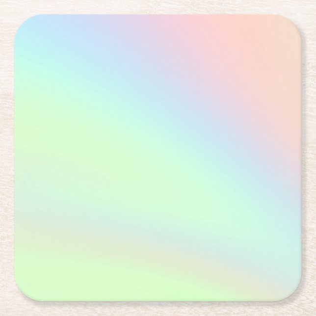 Pastel Rainbow of Colour Square Paper Coaster (Front)