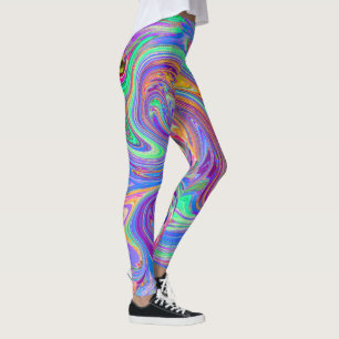 Pastel Rainbow of Colours Groovy Abstract Retro Ar Leggings