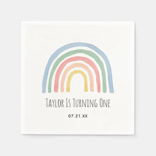 Pastel Rainbow Of Fun First Birthday Napkins
