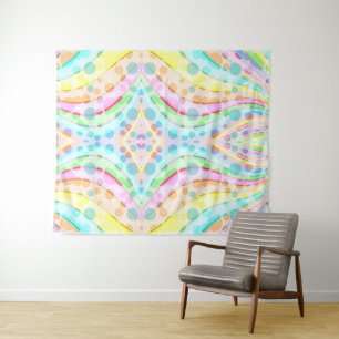 Pastel Rainbow of Ribbons and Bubbles Tapestry