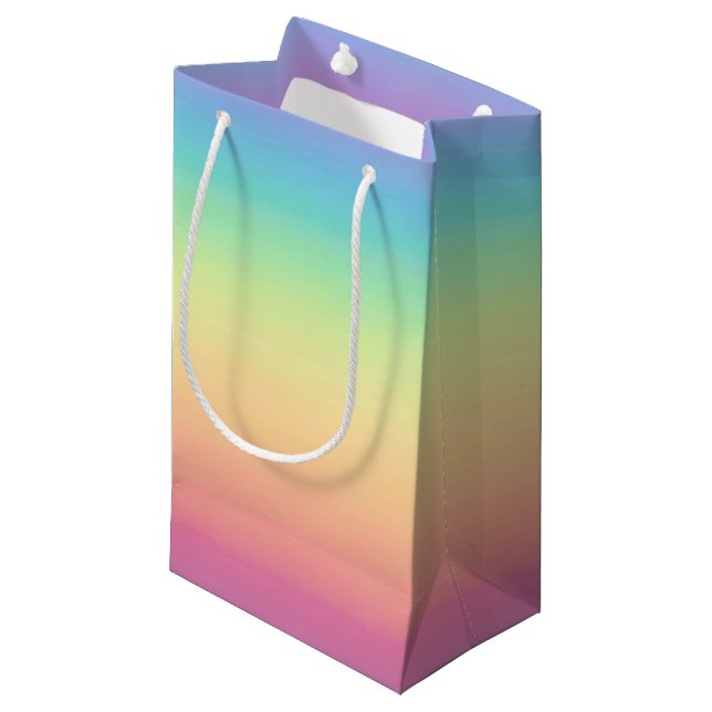 Pastel Rainbow Ombre Custom Small Gift Bag (Front Angled)