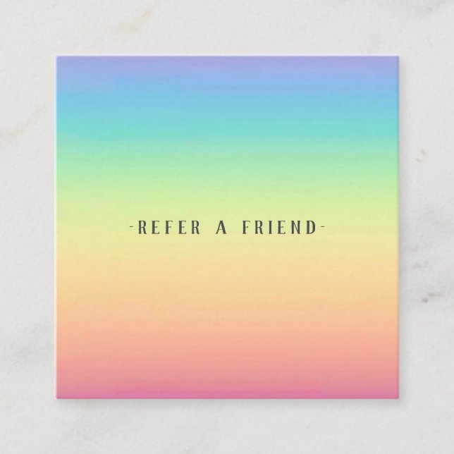 Pastel Rainbow Ombre Customer Referral Card (Front)