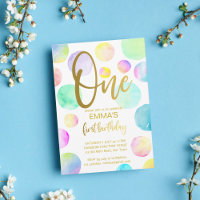 Pastel rainbow ombre dots first birthday party