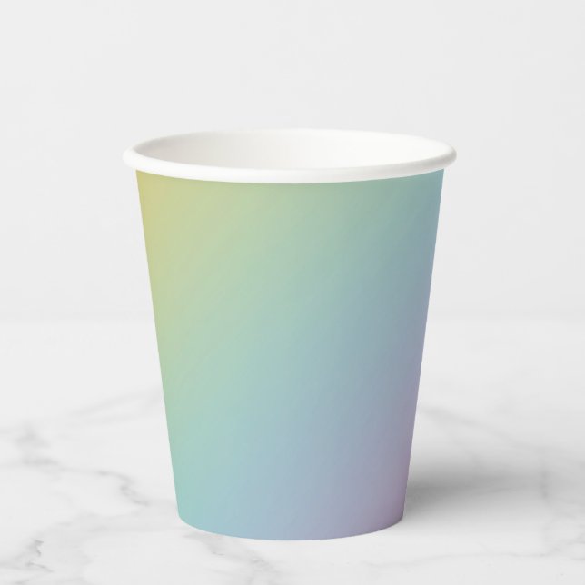 Pastel Rainbow Ombre Gradient Blur Abstract Design Paper Cups (Front)