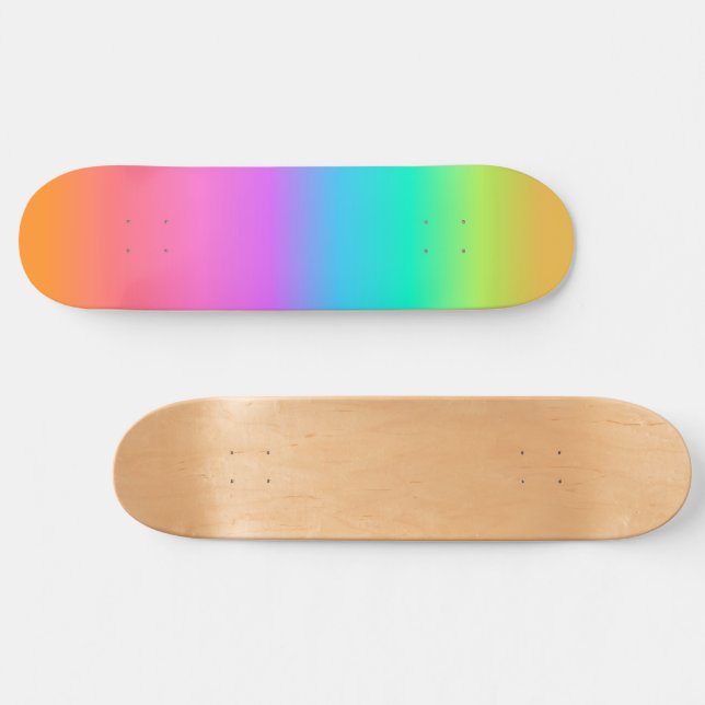 Pastel Rainbow Ombre Gradient Skateboard (Horz)