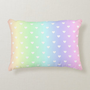 Pastel Rainbow Ombre Hearts Pattern Decorative Cushion
