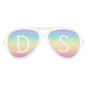 Pastel Rainbow Ombre Monogram Personalized Aviator Sunglasses