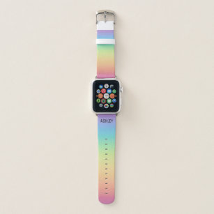 Pastel Rainbow Ombre Personalised Apple Watch Band