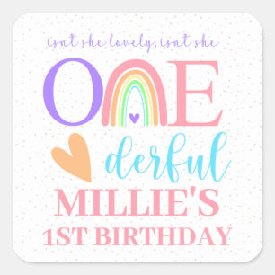 Pastel Rainbow ONEderful 1st Birthday Stickers