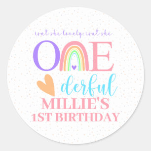 Pastel Rainbow ONEderful 1st Birthday Stickers