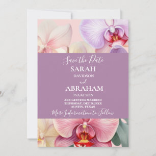 Pastel Rainbow Orchids Save the Date Invitation
