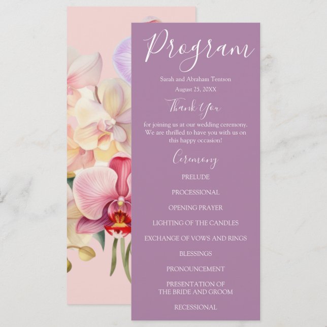 Pastel Rainbow Orchids Wedding Programs (Front/Back)