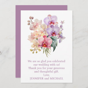 Pastel Rainbow Orchids Wedding Thank You Note