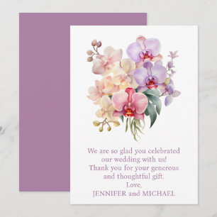 Pastel Rainbow Orchids Wedding Thank You Note Card