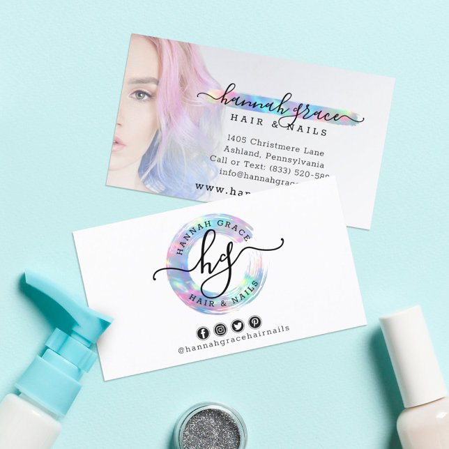 Pastel Rainbow Paint Swash Your Custom Photo Logo Business Card (Creator Uploaded)
