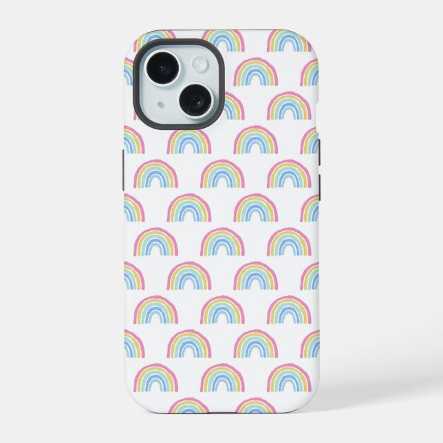 Pastel Rainbow Pattern iPhone 15 Case (Back)