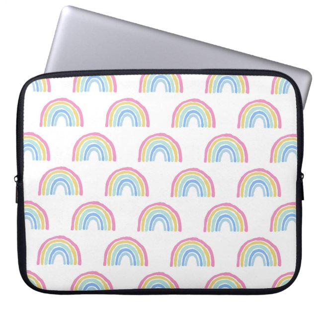 Pastel Rainbow Pattern Laptop Sleeve (Front)