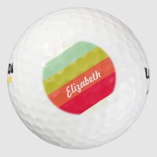 Pastel Rainbow Personalised Name Golf Balls