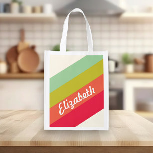 Pastel Rainbow Personalised Name Reusable Grocery Bag