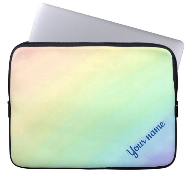 Pastel rainbow personalized laptop sleeve (Front)