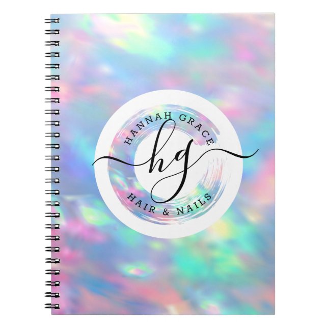 Pastel Rainbow Personalized Logo Elegant Stylist Notebook (Front)
