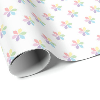 Pastel Rainbow Petal Bursts for Baby and Spring Wrapping Paper