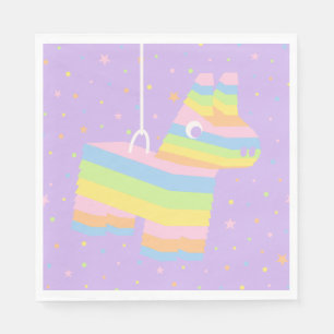 Pastel Rainbow Piñata Birthday Party Napkins