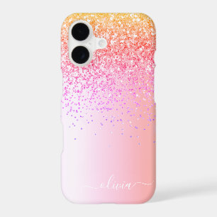 Pastel Rainbow Pink Gold Purple Glitter Monogram