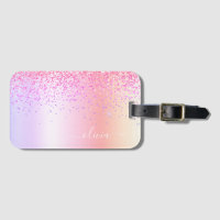 Pastel Rainbow Pink Gold Purple Glitter Monogram