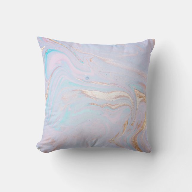 PASTEL RAINBOW PINK MARBLE CUSHION (Front)